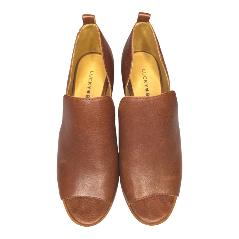 Lucky Brand Brown Open-Toe Block Heel Booties - Picture 8 of 10